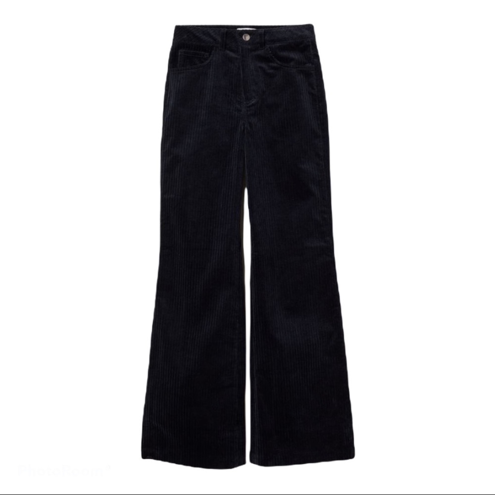 H&M Wide-leg Dark Blue Corduroy Pants-6